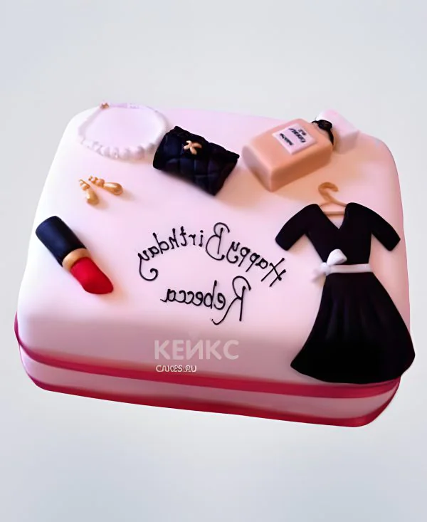Торт с надписью и черным платьем Торт с надписью и черным платьем Фото