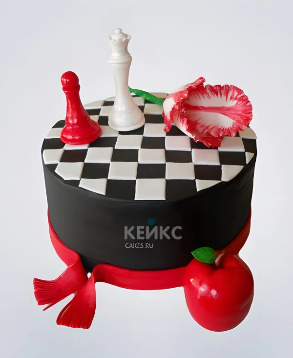 Круглый торт в виде шахмат Фото