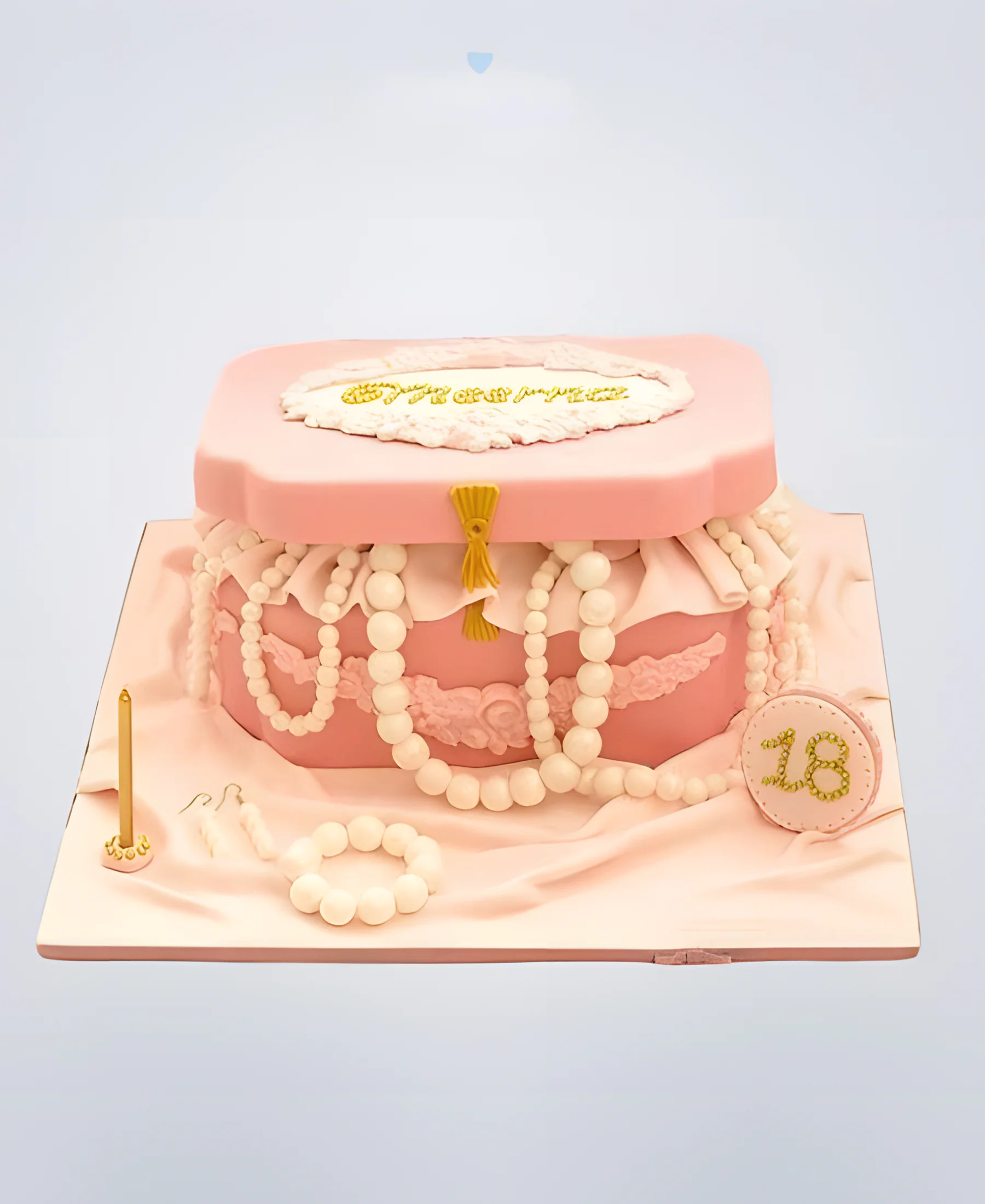 Розовый торт шкатулка с жемчугом Фото