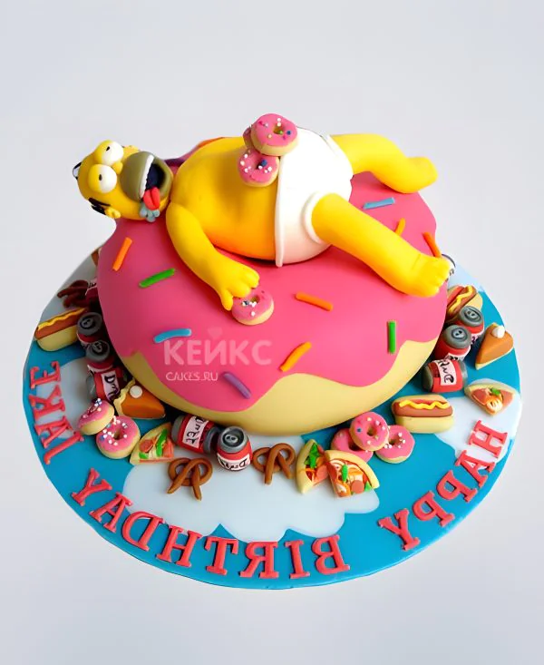 Торт Гомер Симпсон на пончике Фото