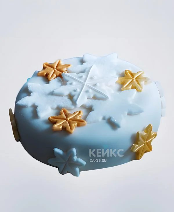 Новогодний торт со снежинками Фото