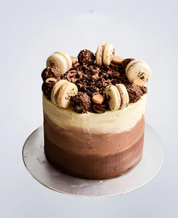 Шоколадный торт омбре с макарунс Фото