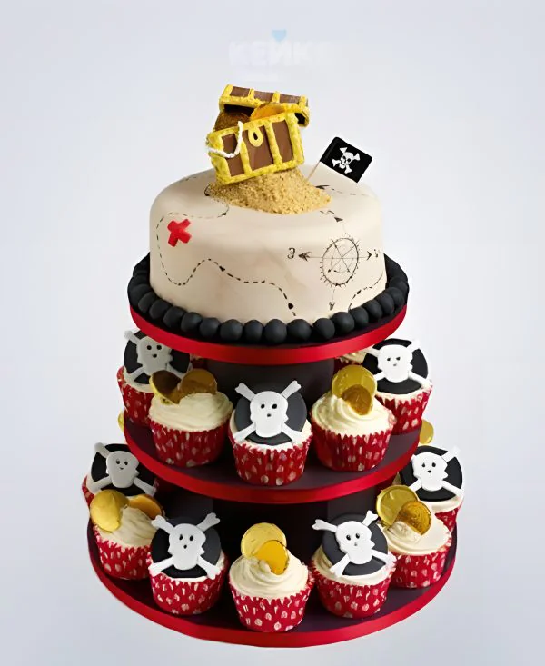 Торт в пиратском стиле с черепами Фото