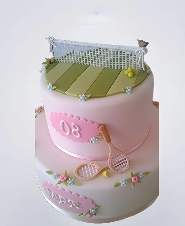 Розовый торт теннис с ракетками Розовый торт теннис с ракетками Фото