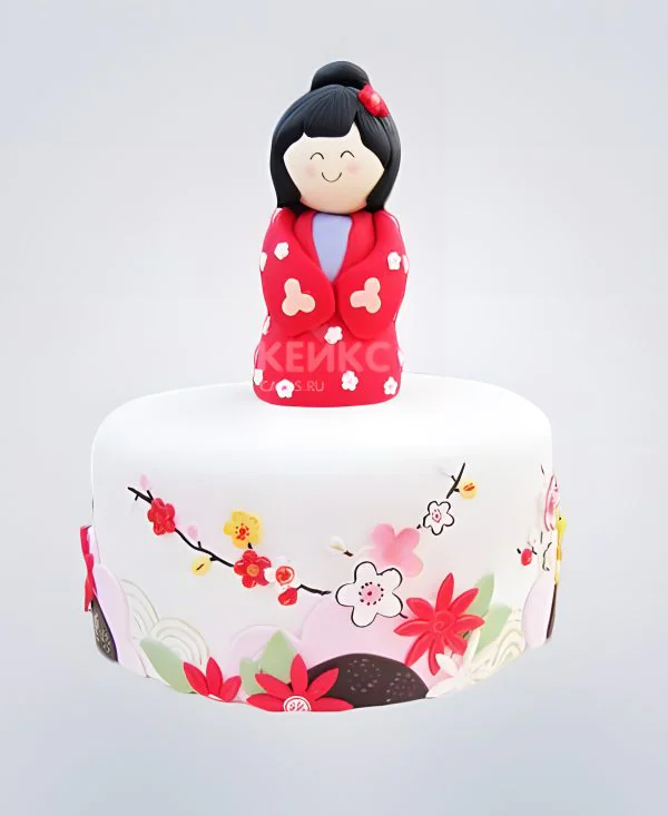 Цветочный торт в Японском стиле Цветочный торт в Японском стиле Фото