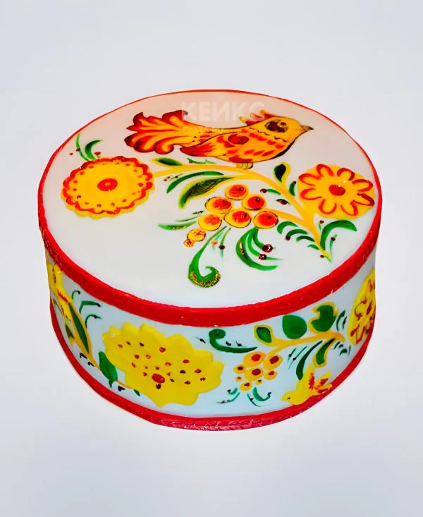 Расписной торт в русском народном стиле Фото