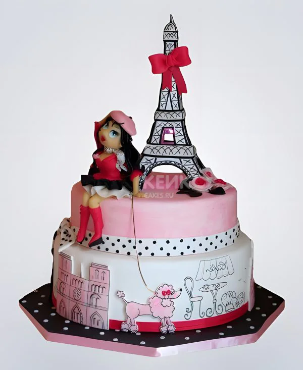 Торт для девочки в стиле Париж Торт для девочки в стиле Париж Фото
