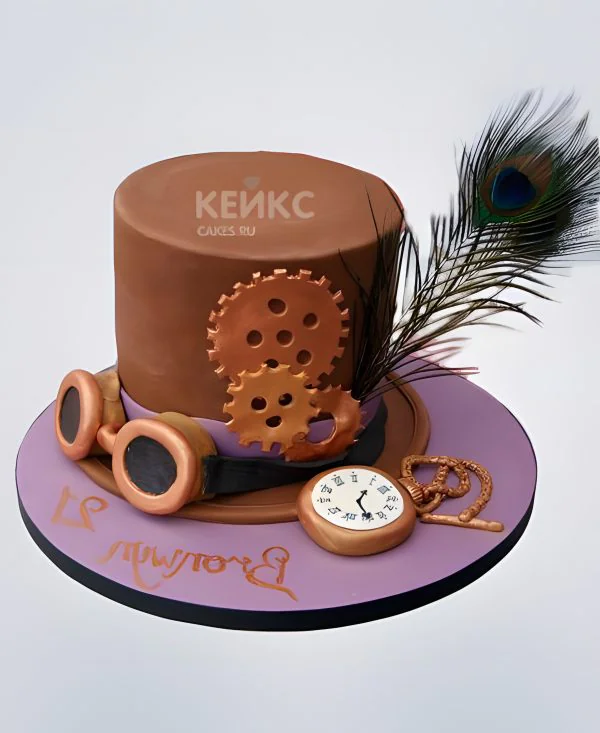 Торт в стиле Стимпанк с пером Торт в стиле Стимпанк с пером Фото