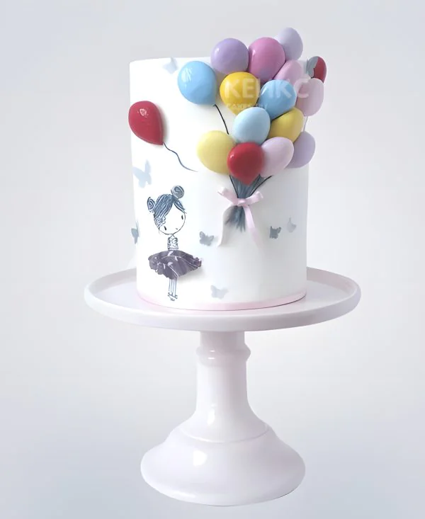 Торт на день рождения девочки с шариками Фото