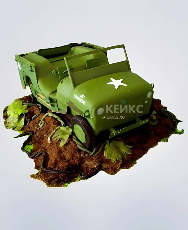 Торт в виде военной машины Фото