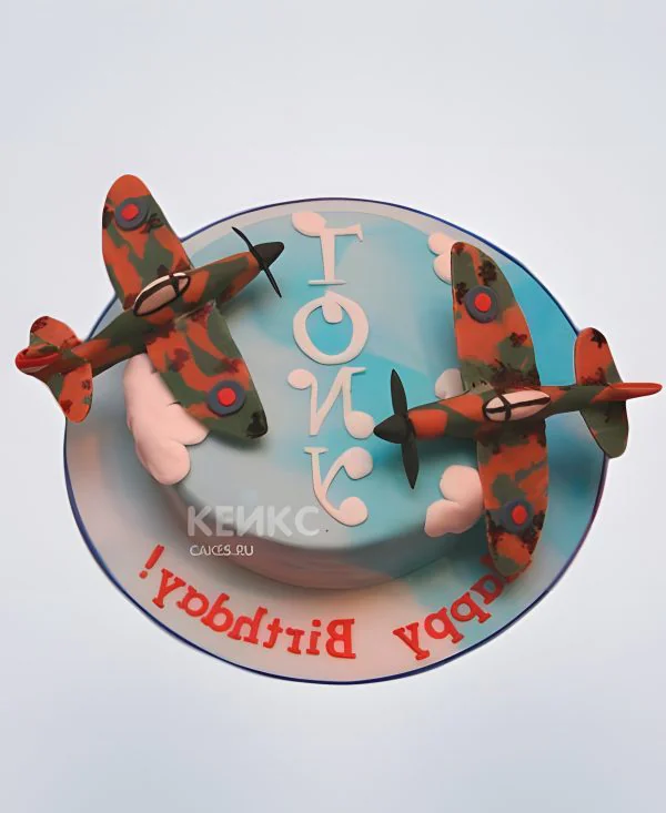 Торт Военный самолет с надписью Торт Военный самолет с надписью Фото