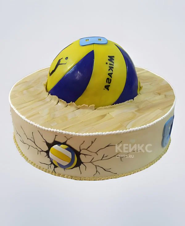 Мастичный торт с волейбольным мячом Мастичный торт с волейбольным мячом Фото