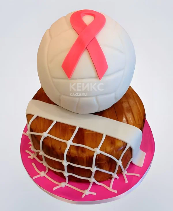 Торт с мячом волейбол и сеткой Торт с мячом волейбол и сеткой Фото