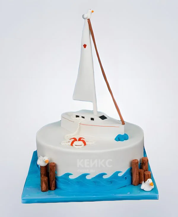 Торт с утками и яхтой Торт с утками и яхтой Фото