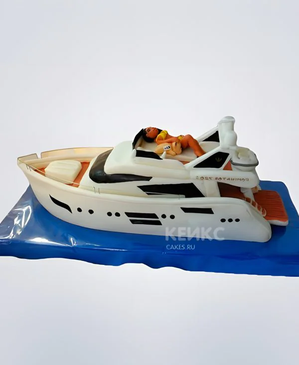Прикольный торт 3D в виде яхты Прикольный торт 3D в виде яхты Фото