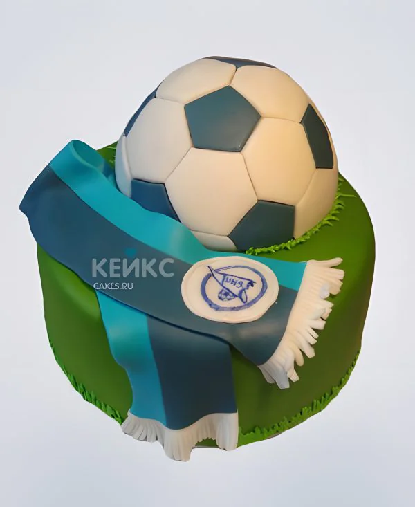 Торт с футбольным мячом и логотипом Зенит Торт с футбольным мячом и логотипом Зенит Фото