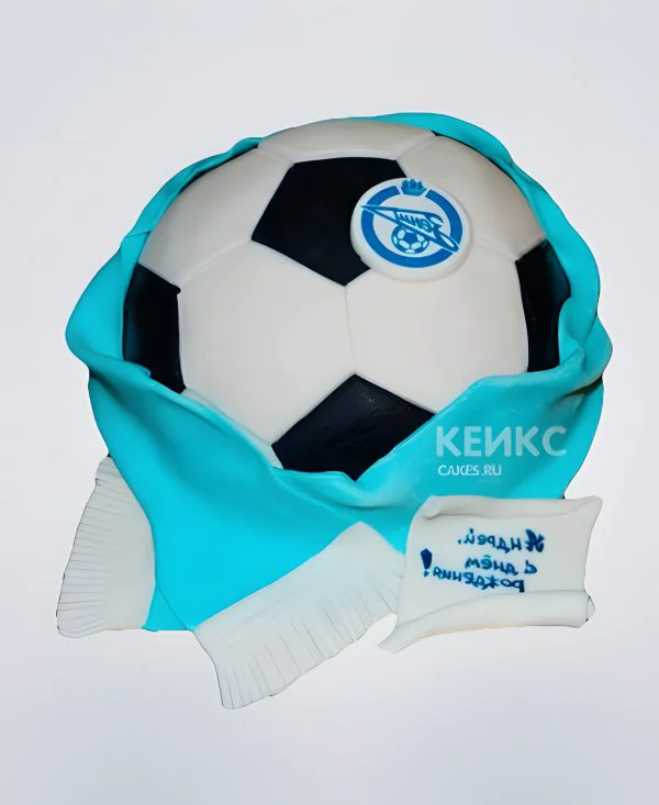 Торт футбольный мяч с логотипом Зенит Торт футбольный мяч с логотипом Зенит Фото