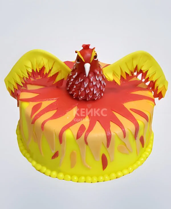 Яркий торт с Жар-птицей Фото