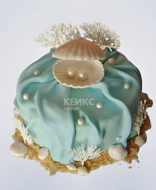Торт ракушка с жемчужиной Фото