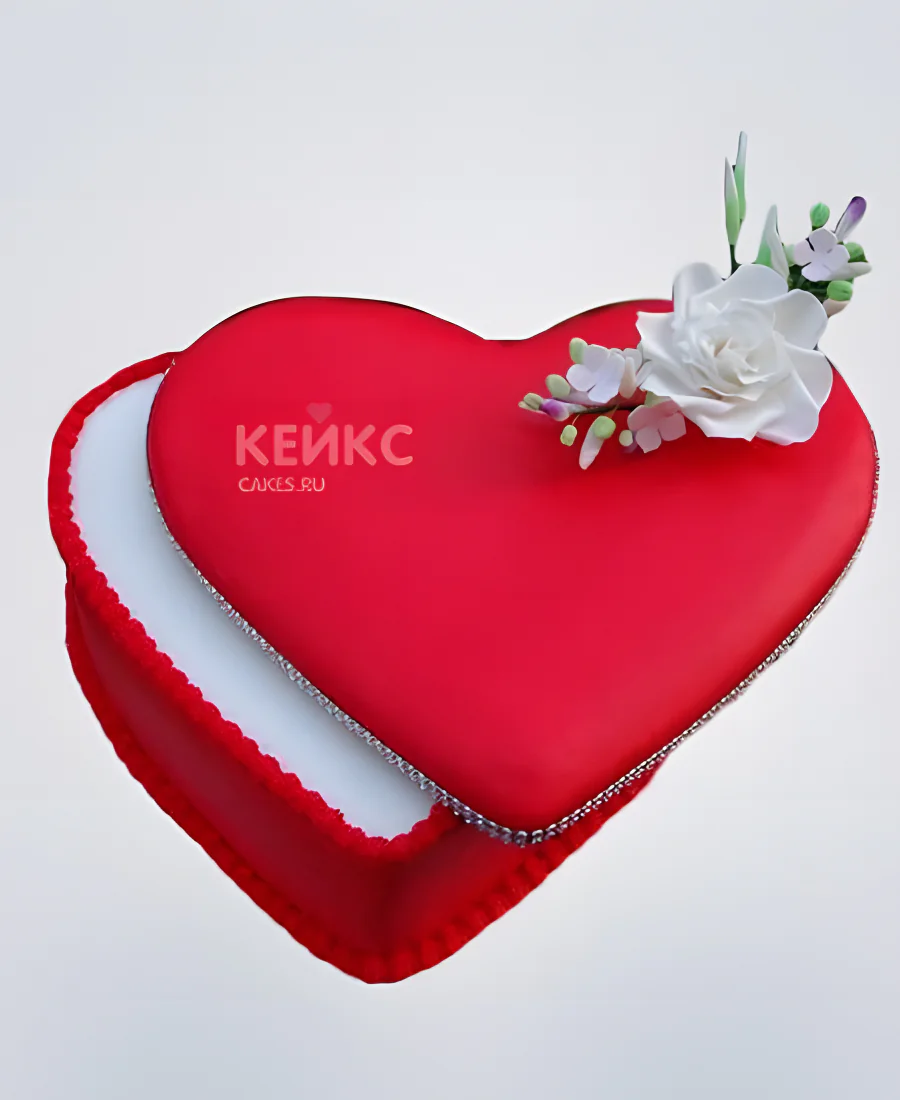 Торт коробка в виде красного сердца Торт коробка в виде красного сердца Фото