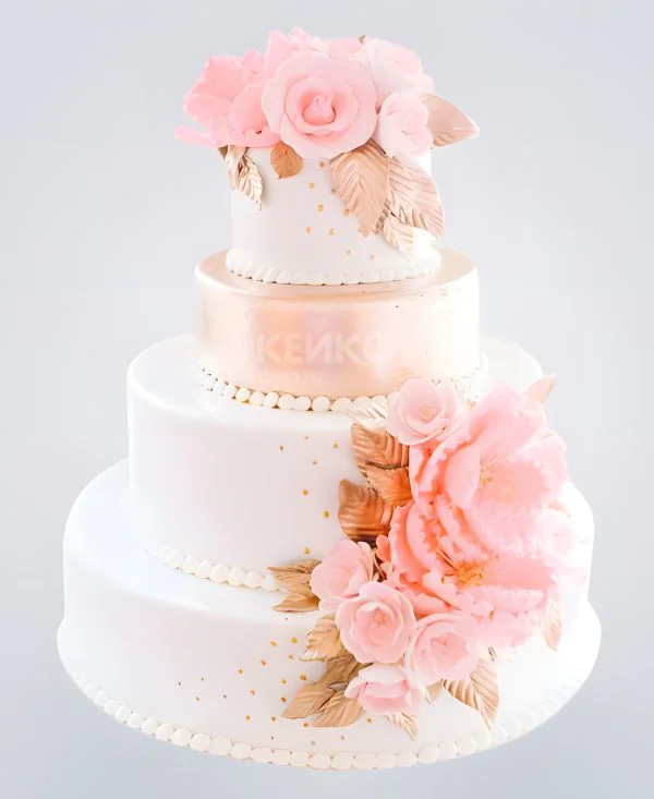 Весенний свадебный бело розовый торт Весенний свадебный бело розовый торт Фото