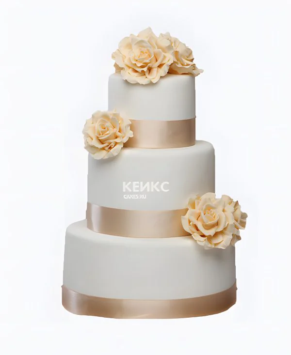 Красивый торт с персиковыми цветами Красивый торт с персиковыми цветами Фото