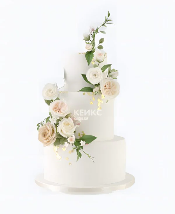 Торт с розами в минималистическом стиле Фото