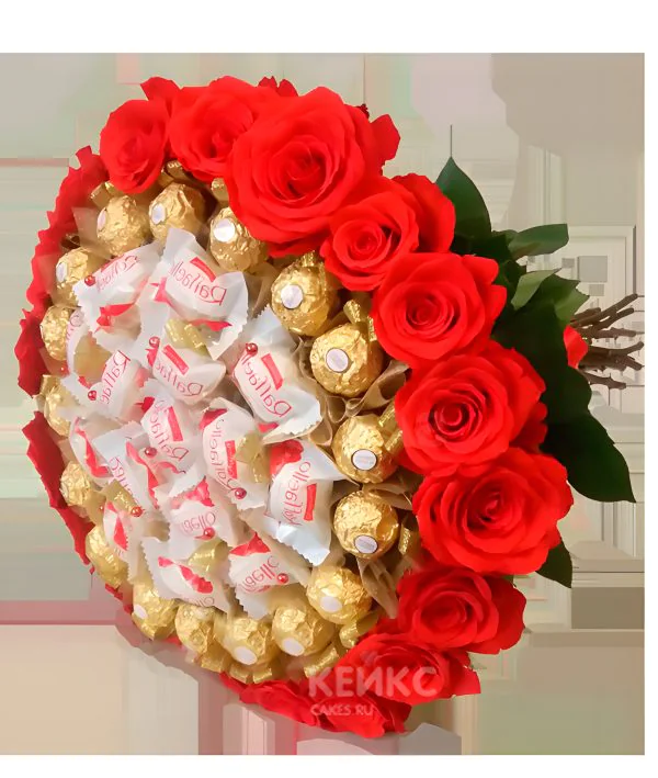 Букет с конфетами рафаелло Фото