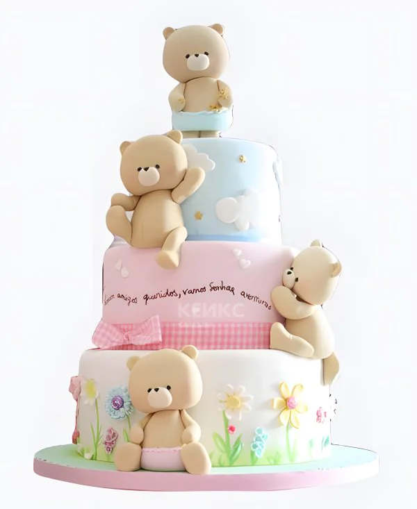Стильный большой торт с мишками Стильный большой торт с мишками Фото