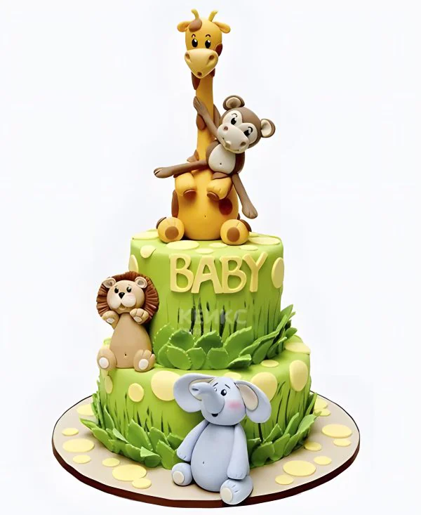 Торт с фигурками животных в тропиках Торт с фигурками животных в тропиках Фото