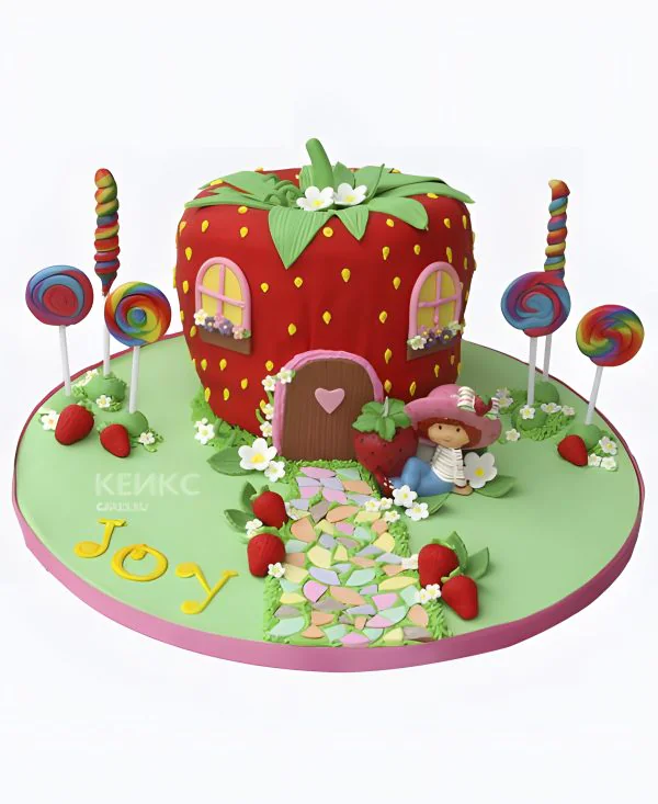 Торт с домиком в виде клубники Торт с домиком в виде клубники Фото
