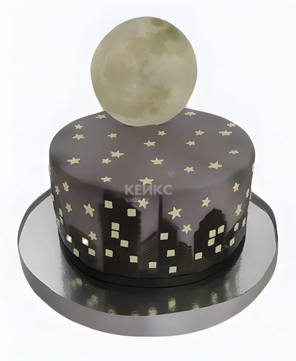 Торт Ночной город и полная луна Фото