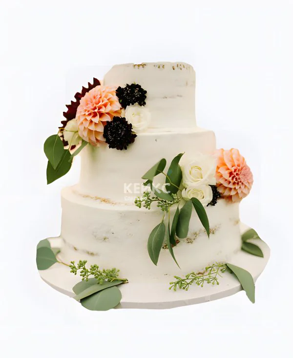 Великолепный голый торт с цветами Фото