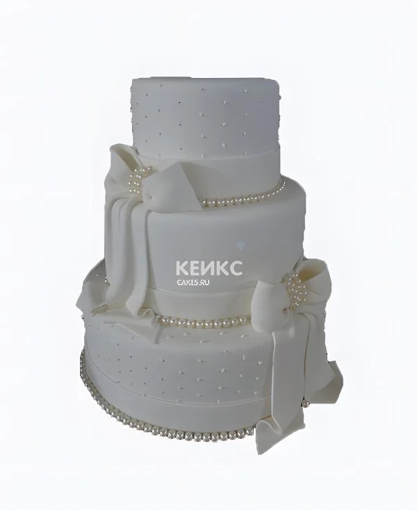 Необычный торт с жемчужинами из мастики Необычный торт с жемчужинами из мастики Фото