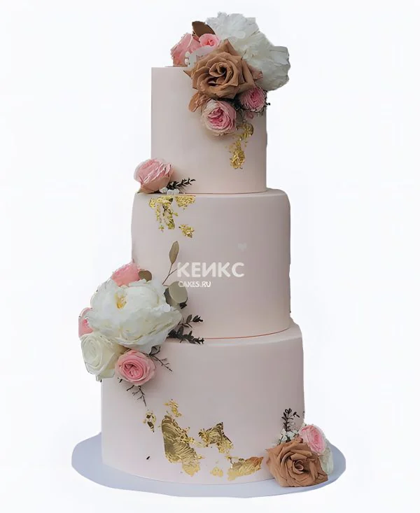 Свадебный торт в пудровых тонах Свадебный торт в пудровых тонах Фото
