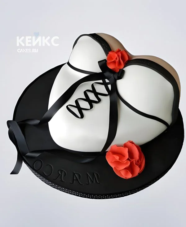 Торт на мальчишник с черной лентой Фото