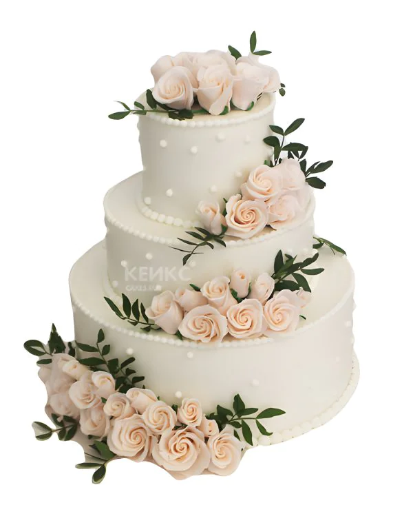 Свадебный торт с кустовыми розами Свадебный торт с кустовыми розами Фото
