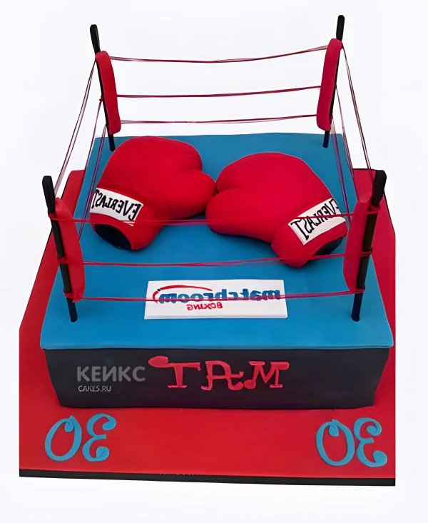 Торт для боксёра с рингом и перчатками Фото