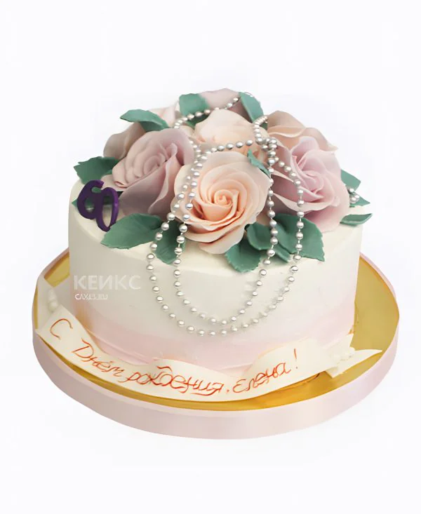 Торт с розами на день рождения женщине Фото