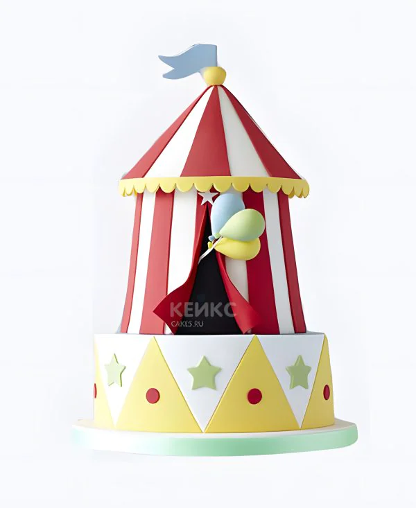 Яркий торт с цирком Фото