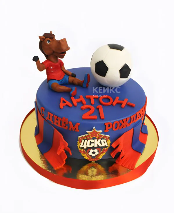 Торт ЦСКА с фигурками и логотипом Торт ЦСКА с фигурками и логотипом Фото