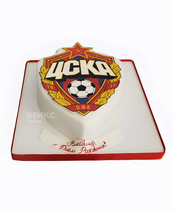 Торт в виде логотипа цска с фотопечатью Торт в виде логотипа цска с фотопечатью Фото