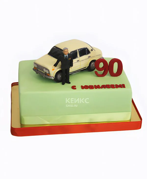 Торт зеленый с машиной ВАЗ Торт зеленый с машиной ВАЗ Фото