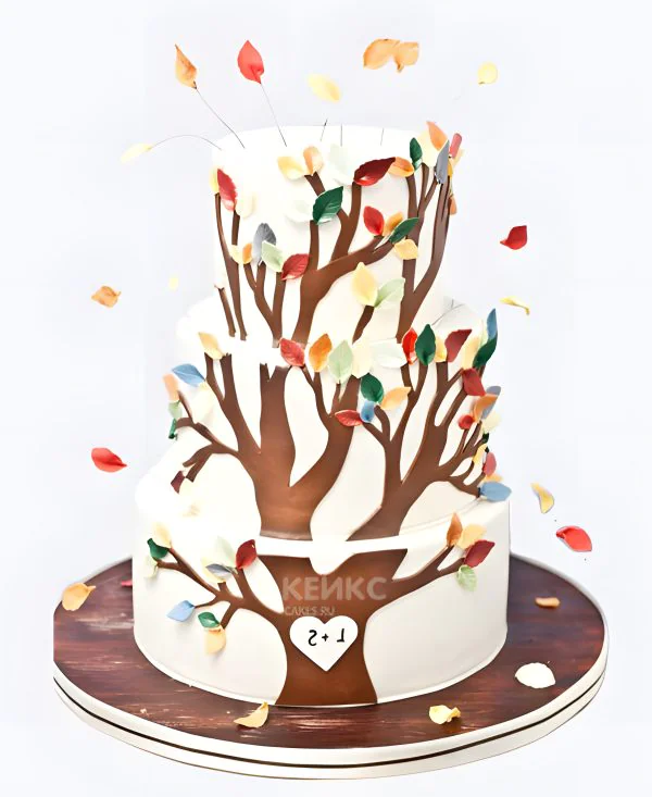 Очаровательный торт дерево с листочками Фото