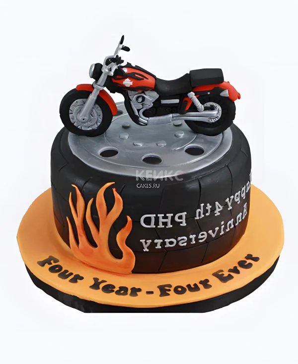 Огненный торт с мотоциклом Огненный торт с мотоциклом Фото