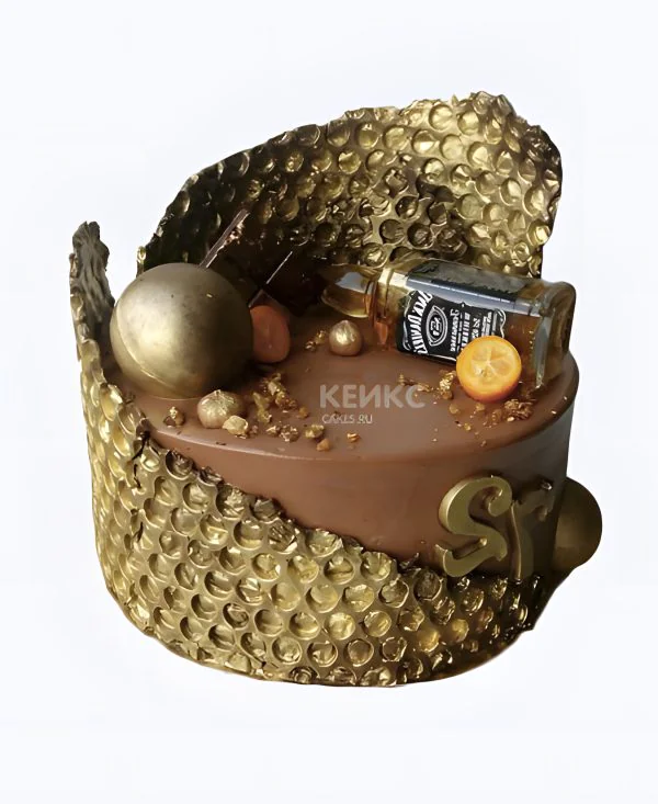Оригинальный позолоченный торт шоколадный Оригинальный позолоченный торт шоколадный Фото