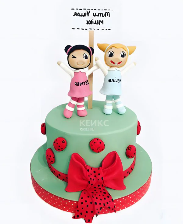 Торт с красным бантом в горошек Торт с красным бантом в горошек Фото