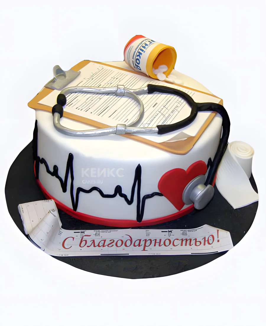 Торт для кардиолога с медицинский картой Торт для кардиолога с медицинский картой Фото