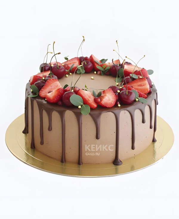 Торт шоколадный торт с красными ягодами Торт шоколадный торт с красными ягодами Фото