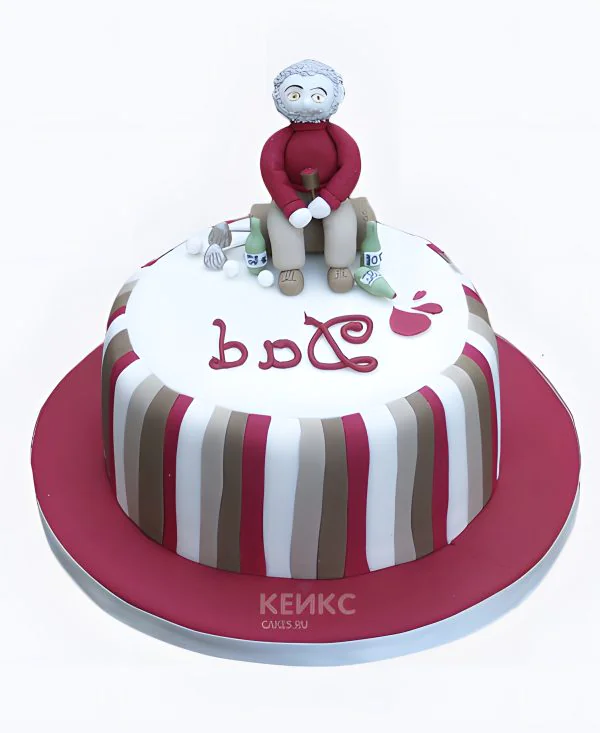 Полосатый яркий торт с надписью Полосатый яркий торт с надписью Фото